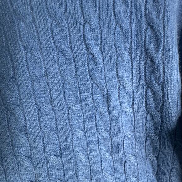 GRANT THOMAS 2 Ply Cashmere Pullover Sweater Crew Neck Soft Fuzzy Blue Size L - Picture 4 of 8